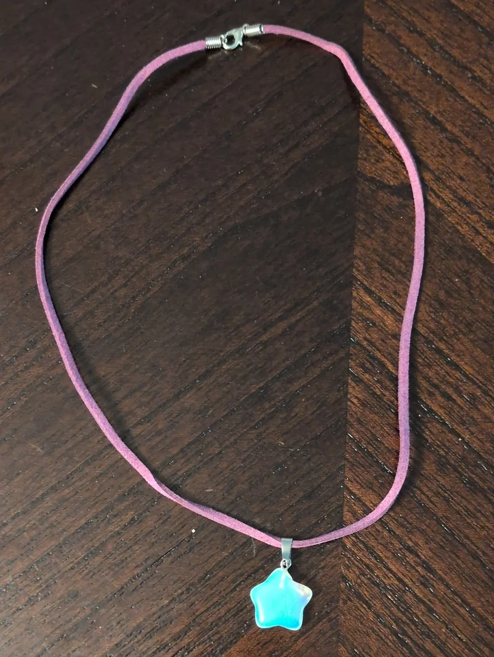 Purple Suede Cord Necklace with Opalite Star Pendant